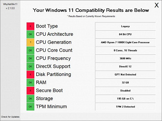 Imagem do programa WhyNotWin11. Fonte: GitHub