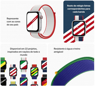 Coleção Internacional de pulseiras e wallpapers para o Apple Watch. (Foto: Reprodução / Apple).