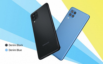 Galaxy F22 está disponível nas cores preto ou azul. (Imagem: Reprodução / Samsung)