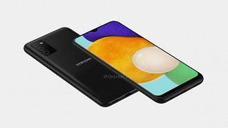 Possívle design do Galaxy A03s. (Imagem: Reprodução / OnLeaks / 91mobiles)