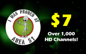 O Area 51 prometia 1.000 canais por US$ 7, algo em torno de R$ 40 reais por mês.