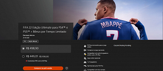 Preço do FIFA 22 na Play Store.