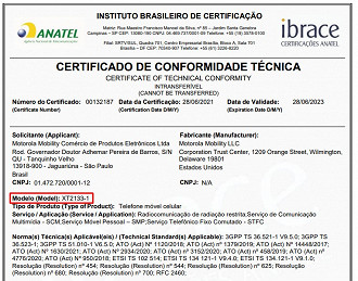 Certificado de Conformidade Técnica do suposto Moto G60S. (Imagem: Reprodução / Anatel)