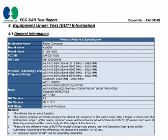 Certificação da FCC para o suposto tablet. (Imagem: Reprodução / GSM Arena)