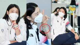 A imagem mostra a atleta Kim Yeon-kyung com o relógio no pulso. (Imagem: Reprodução)