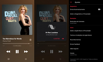Álbum da cantora Dianak Krall sendo reproduzido no Apple Music em alta resolução. Fonte: Vitor Valeri