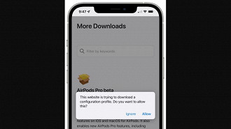 Instalando o profile do firmware para os AirPods Pro no iPhone. Fonte: macrumors