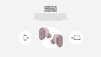 Fone de ouvido in-ear TWS Logitech True Wireless. Fonte: Logitech