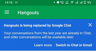Mensagem no Hangouts em dispositivos mobile. Fonte: 9to5google