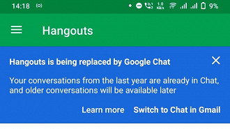 Mensagem no Hangouts em dispositivos mobile. Fonte: 9to5google Mensagem no Hangouts em dispositivos mobile. Fonte: 9to5google