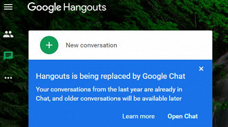 Mensagem no Hangouts em navegadores (web). Fonte: 9to5google Mensagem no Hangouts em navegadores (web). Fonte: 9to5google