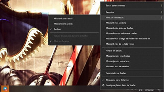 Noticias e Interesses na barra de tarefas do Windows 10. Fonte: Vitor Valeri Noticias e Interesses na barra de tarefas do Windows 10. Fonte: Vitor Valeri