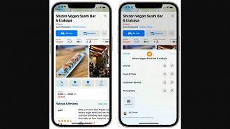 Captura de tela do sistema de avaliação no Apple Maps. Fonte: macrumors