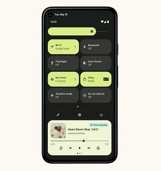 Menu de Configurações Rápidas do Android 12 (Imagem: Reprodução/Google)