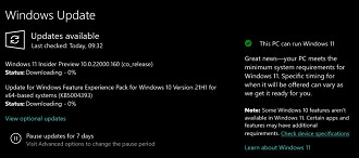 Captura de tela do Windows Update no Windows 10 versão beta (para inscritos no Programa Windows Insider). Fonte: windowslatest