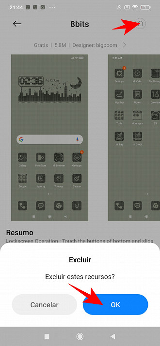 Excluir temas do Xiaomi.