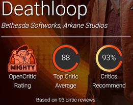 Nota de Deathloop no OpenCritic.