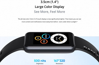 Realme Band 2 agora tem uma tela d e1,4 polegadas. (Imagem: Reprodução / Realme)