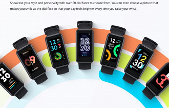 Realme Band 2 possui um total de 50 watchfaces para personalização. (Imagem: Reprodução / Realme)