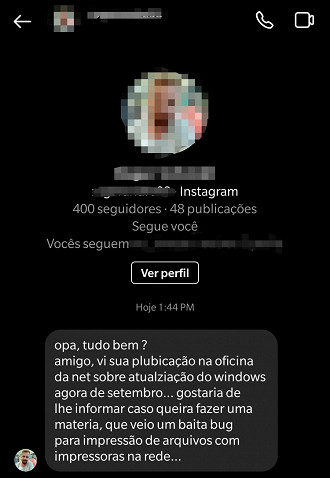 Relato de usuário do Windows após a instalação da atualização de setembro de 2021. Fonte: Vitor Valeri