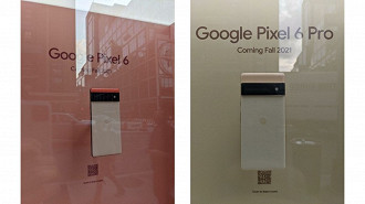 Google Pixel 6 e 6 Pro são exibidos em vitrine de loja física nos EUA. (Imagem: Reprodução)