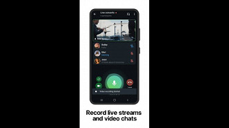 Captura de tela mostrando opção de gravar vídeo de live streams (transmissões ao vivo). Fonte: Telegram