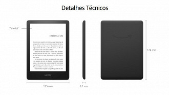Dimensões do Kindle Paperwhite 5. Fonte: Amazon