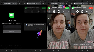 Link do Facetime > Insira seu nome > Continuar.