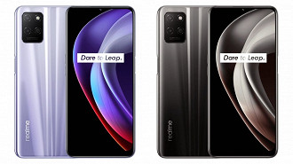 Realme V11s 5G nas cores violeta e preto. (Imagem: Reprodução / Realme)