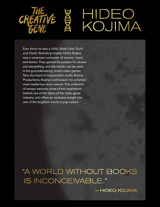 Verso do livro The Creative Gene escrito por Hideo Kojima. Fonte: Amazon