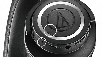 Microfones do headphone Bluetooth Audio Technica ATH-M50X BT2. Fonte:  Audio Technica