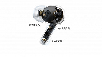 Imagem ilustrativa do interior do fone de ouvido in-ear Bluetooth TWS OnePlus Buds Z2. Fonte: OnePlus