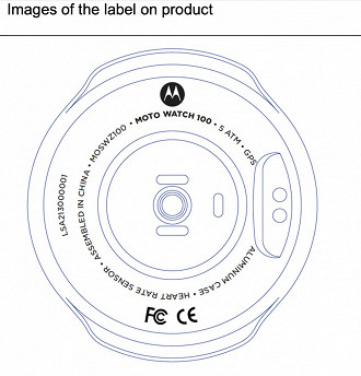 Esboço da traseira do Moto Watch 100. (Crédito: GSM Arena/Reprodução)