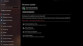 Captura de tela da atualização opcional KB5006738 do Windows 10 versão 21H1. Fonte: Vitor Valeri