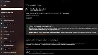 Captura de tela da atualização opcional KB5005463 do Windows 10 versão 21H1. Fonte: Vitor Valeri