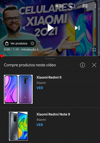 Como o espectador irá visualizar os produtos falados no vídeo no celular. Fonte: Vitor Valeri