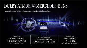 Banner da Mercedes-Benz anunciado o sistema de som com suporte a Dolby Atmos para seus carros. Fonte: Mercedes