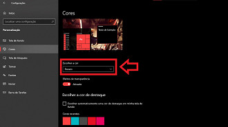 Passo 05 - Como utilizar o modo escuro no Windows 10. Fonte: Vitor Valeri