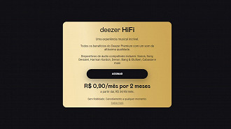 Novo valor cobrado pelo plano Hi-fi do Deezer. Fonte: Deezer