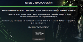 A página para resgatar Splinter Cell Chaos Teory.