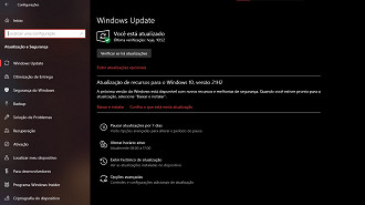 Captura de tela da atualização para o Windows 10 versão 21H2. Fonte: Vitor Valeri