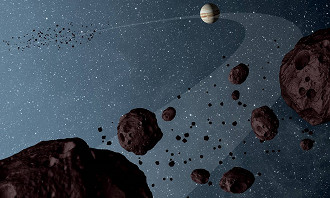 Imagem ilustrativa de asteroides no espaço. Fonte: NASA
