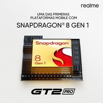 Imagem ilustrativa do processado Snapdragon 8 Gen 1 no celular realme GT 2 Pro. Fonte: realme