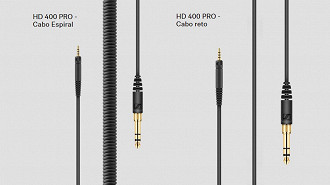 Cabos inclusos na caixa do Sennheiser HD 400 Pro. Fonte: Sennheiser