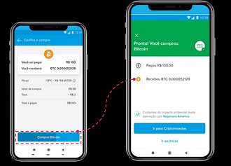 Compras de Bitcoin no app do Mercado Pago. (Crédito: Mercado Pago/Divulgação)