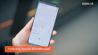 Aplicativo desenvolvido pela Sonion em parceria com a Valencell para o monitoramento da saúde. Fonte: Sonion