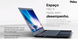 Philco PBN14 oferece 128 GB de armazenamento. (Crédito: Philco/Reprodução)