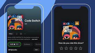 Sistema de avaliação de podcasts no Spotify. Fonte: Spotify