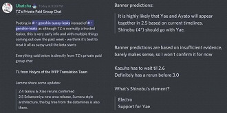 Vazamentos sobre as atualizações de Genshin Impact. Fonte: Reddit