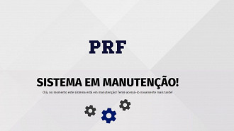 Sistema da PRF sinaliza manutenção. (Crédito: PRF/Reprodução)